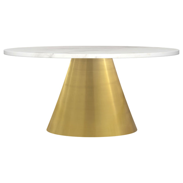 Furniture City Houma - Coaster - Avon Round Marble Top Stainless Steel Coffee Table White - 707828