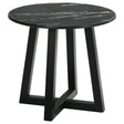 Furniture City Houma - Coaster - Skylark Round Marble-like SmartTop Side End Table Black - 707847