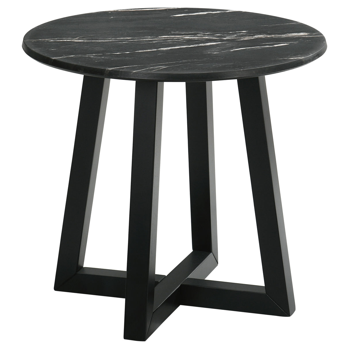 Furniture City Houma - Coaster - Skylark Round Marble-like SmartTop Side End Table Black - 707847