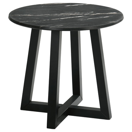 Furniture City Houma - Coaster - Skylark Round Marble-like SmartTop Side End Table Black - 707847