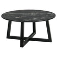 Furniture City Houma - Coaster - Skylark Round Marble-like SmartTop Coffee Table Black - 707848