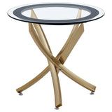 Furniture City Houma - Coaster - Brooke Round Glass Top Side End Table Metal Base Brass - 707887