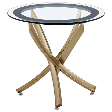 Furniture City Houma - Coaster - Brooke Round Glass Top Side End Table Metal Base Brass - 707887