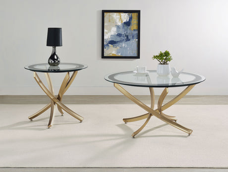 Furniture City Houma - Coaster - Brooke 2-piece Round Coffee and End Table Set Rose Brass - 707888-S2