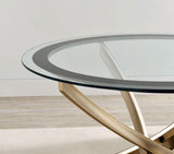 Brooke 2-piece Round Coffee and End Table Set Rose Brass