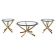 Furniture City Houma - Coaster - Brooke 3-piece Round Coffee and End Table Set Rose Brass - 707888-S3