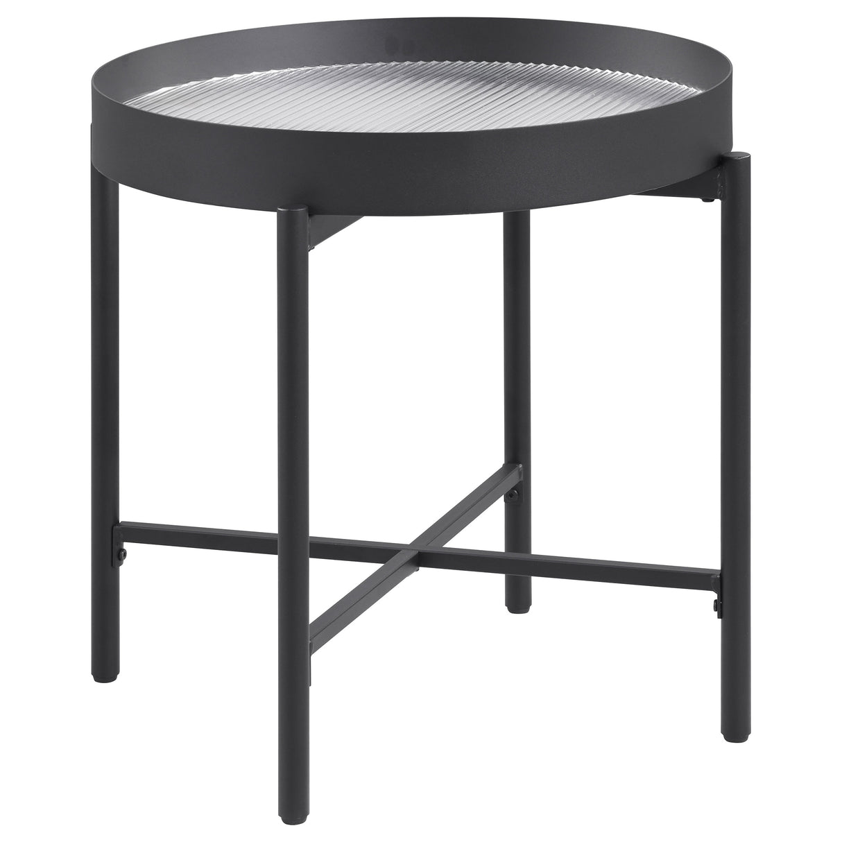 Furniture City Houma - Coaster - Ozella Round End Side Table with Recessed Top Sandy Black - 707897