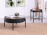 Furniture City Houma - Coaster - Ozella 2-piece Round Coffee and End Table Set Sandy Black - 707898-S2