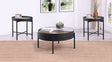 Furniture City Houma - Coaster - Ozella 3-piece Round Coffee and End Table Set Sandy Black - 707898-S3