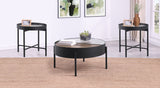 Furniture City Houma - Coaster - Ozella 3-piece Round Coffee and End Table Set Sandy Black - 707898-S3