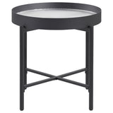 Ozella 3-piece Round Coffee and End Table Set Sandy Black