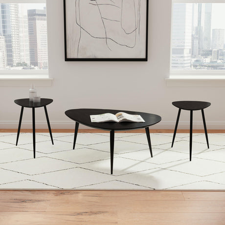 Furniture City Houma - Coaster - Odessa 3-piece Triangular Coffee and End Table Set Black - 707918-S3