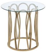 Furniture City Houma - Coaster - Monett Round Glass Top Side End Table Chocolate Chrome - 708057