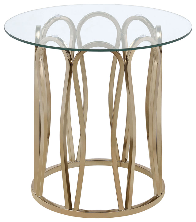 Furniture City Houma - Coaster - Monett Round Glass Top Side End Table Chocolate Chrome - 708057