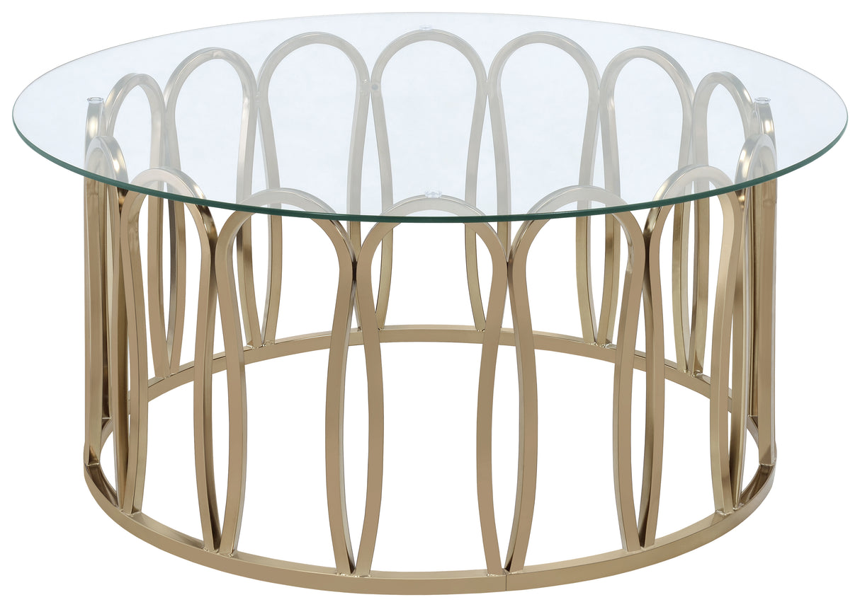 Furniture City Houma - Coaster - Monett Round Glass Top Coffee Table Chocolate Chrome - 708058