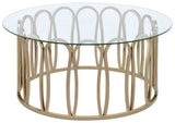 Furniture City Houma - Coaster - Monett Round Glass Top Coffee Table Chocolate Chrome - 708058