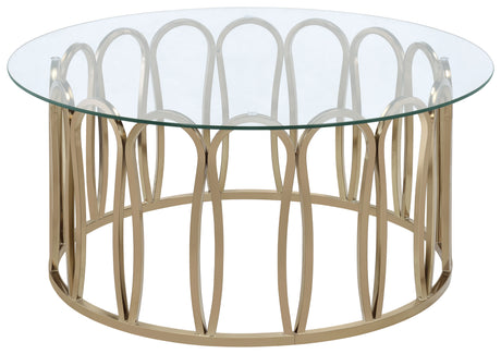 Furniture City Houma - Coaster - Monett Round Glass Top Coffee Table Chocolate Chrome - 708058
