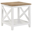 Furniture City Houma - Coaster - Hollis Square Wood End Table With Shelf Brown and White - 708097