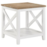 Furniture City Houma - Coaster - Hollis Square Wood End Table With Shelf Brown and White - 708097