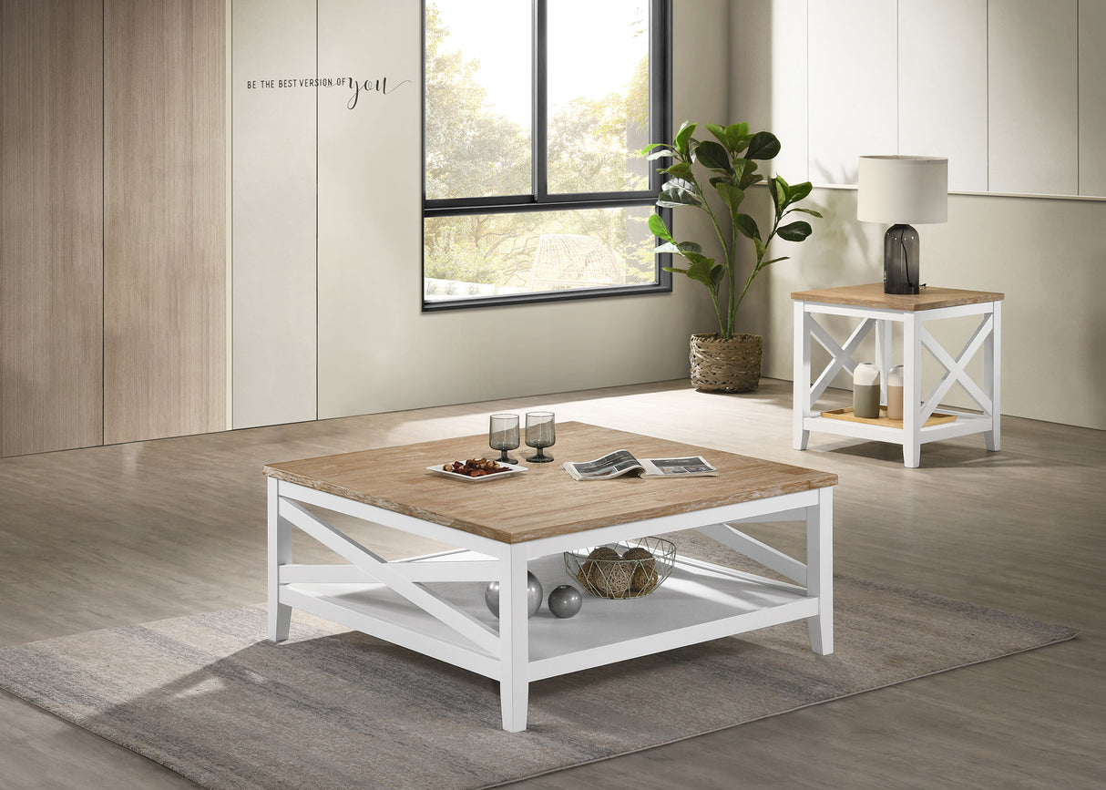 Furniture City Houma - Coaster - Hollis 2-piece Square Coffee and End Table Set White - 708098-S2