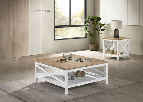 Furniture City Houma - Coaster - Hollis 2-piece Square Coffee and End Table Set White - 708098-S2