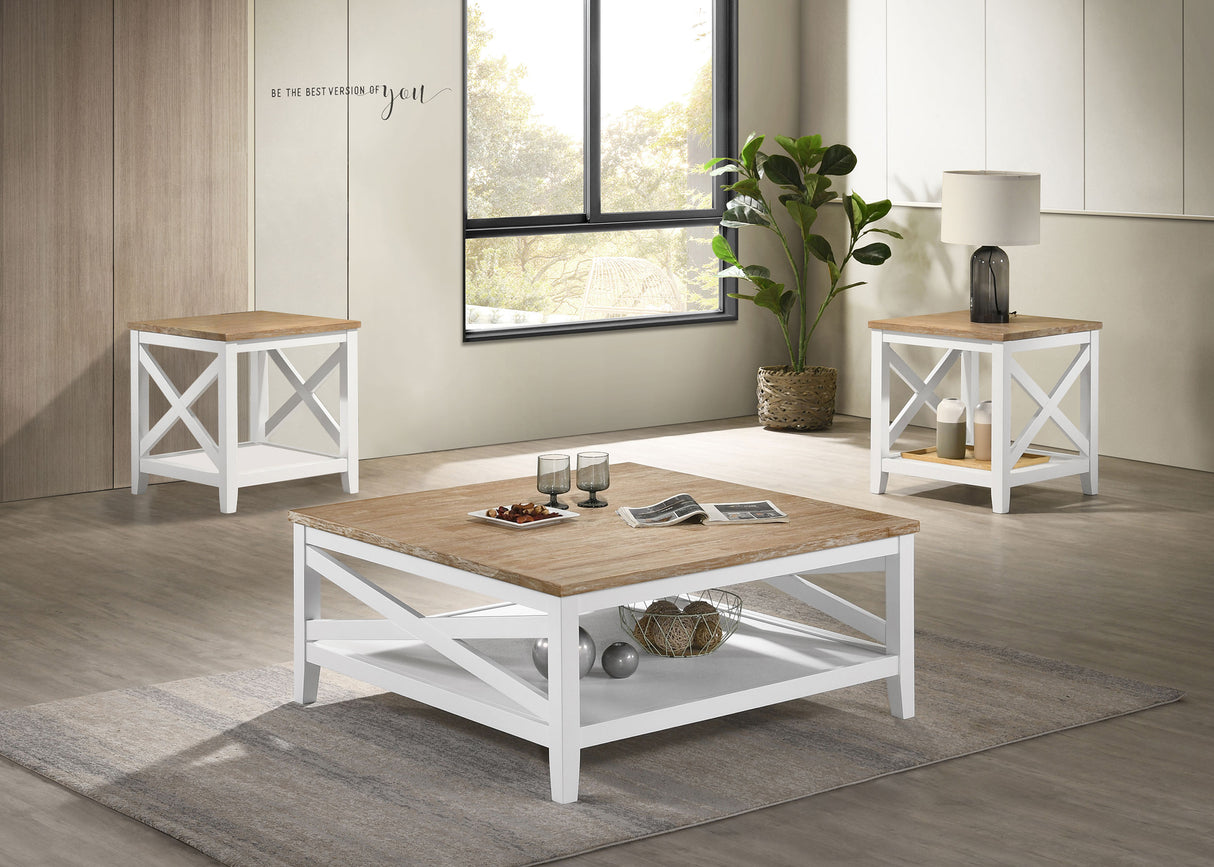 Furniture City Houma - Coaster - Hollis 3-piece Square Coffee and End Table Set White - 708098-S3