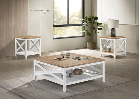 Furniture City Houma - Coaster - Hollis 3-piece Square Coffee and End Table Set White - 708098-S3