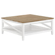 Furniture City Houma - Coaster - Hollis Square Wood Coffee Table With Shelf Brown and White - 708098