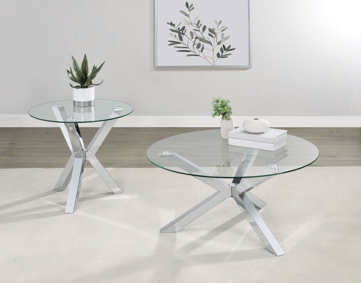 Furniture City Houma - Coaster - Kenzie 2-piece Round Coffee and End Table Set Chrome - 708128-S2
