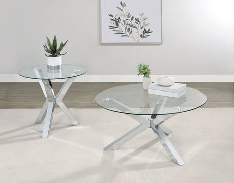 Furniture City Houma - Coaster - Kenzie 2-piece Round Coffee and End Table Set Chrome - 708128-S2