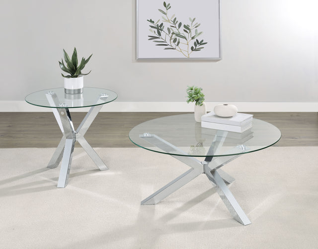 Furniture City Houma - Coaster - Kenzie 2-piece Round Coffee and End Table Set Chrome - 708128-S2