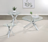 Furniture City Houma - Coaster - Kenzie 3-piece Round Coffee and End Table Set Chrome - 708128-S3