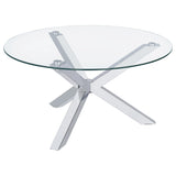 Furniture City Houma - Coaster - Kenzie Round Tempered Glass Top Cocktail Coffee Table Chrome - 708128