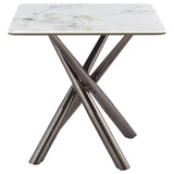 Carvell Square Sintered Stone End Side Table Mirage White
