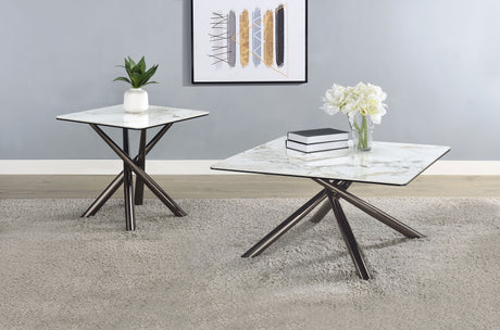 Furniture City Houma - Coaster - Carvell 2-piece Square Coffee and End Table Set Mirage White - 708138-S2