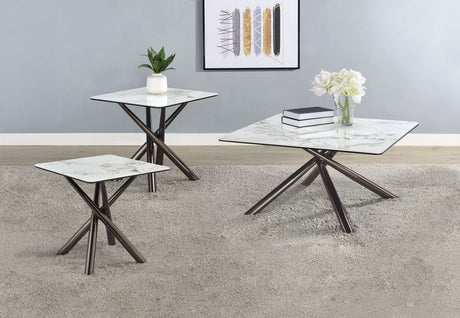 Furniture City Houma - Coaster - Carvell 3-piece Square Coffee and End Table Set Mirage White - 708138-S3