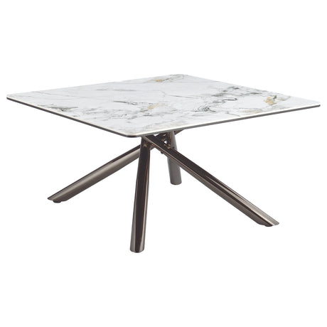 Furniture City Houma - Coaster - Carvell Square Sintered Stone Top Coffee Table Mirage White - 708138