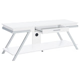 Furniture City Houma - Coaster - Marcia 1-drawer Wood 60-inch TV Stand White High Gloss - 708152