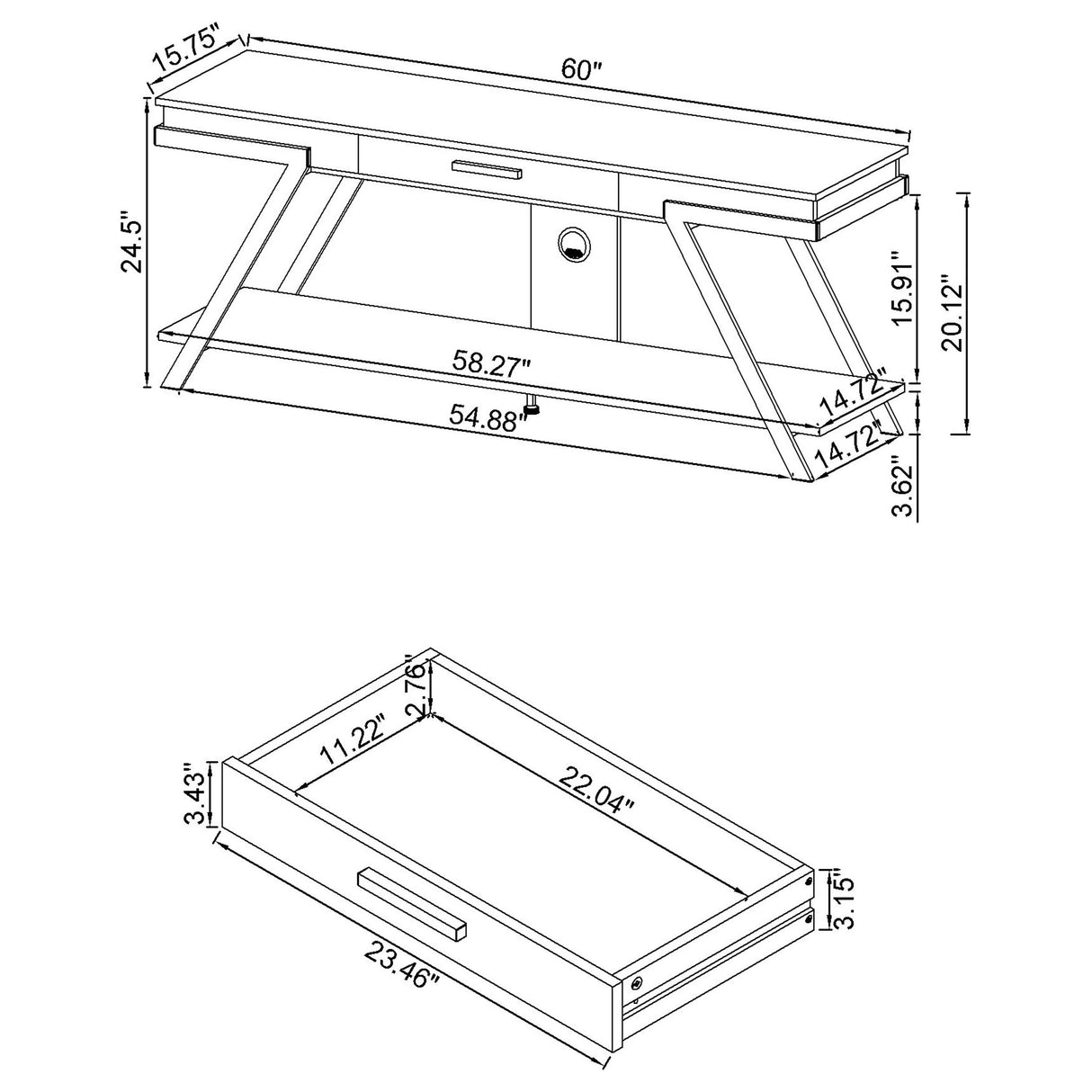 Marcia 1-drawer Wood 60-inch TV Stand White High Gloss