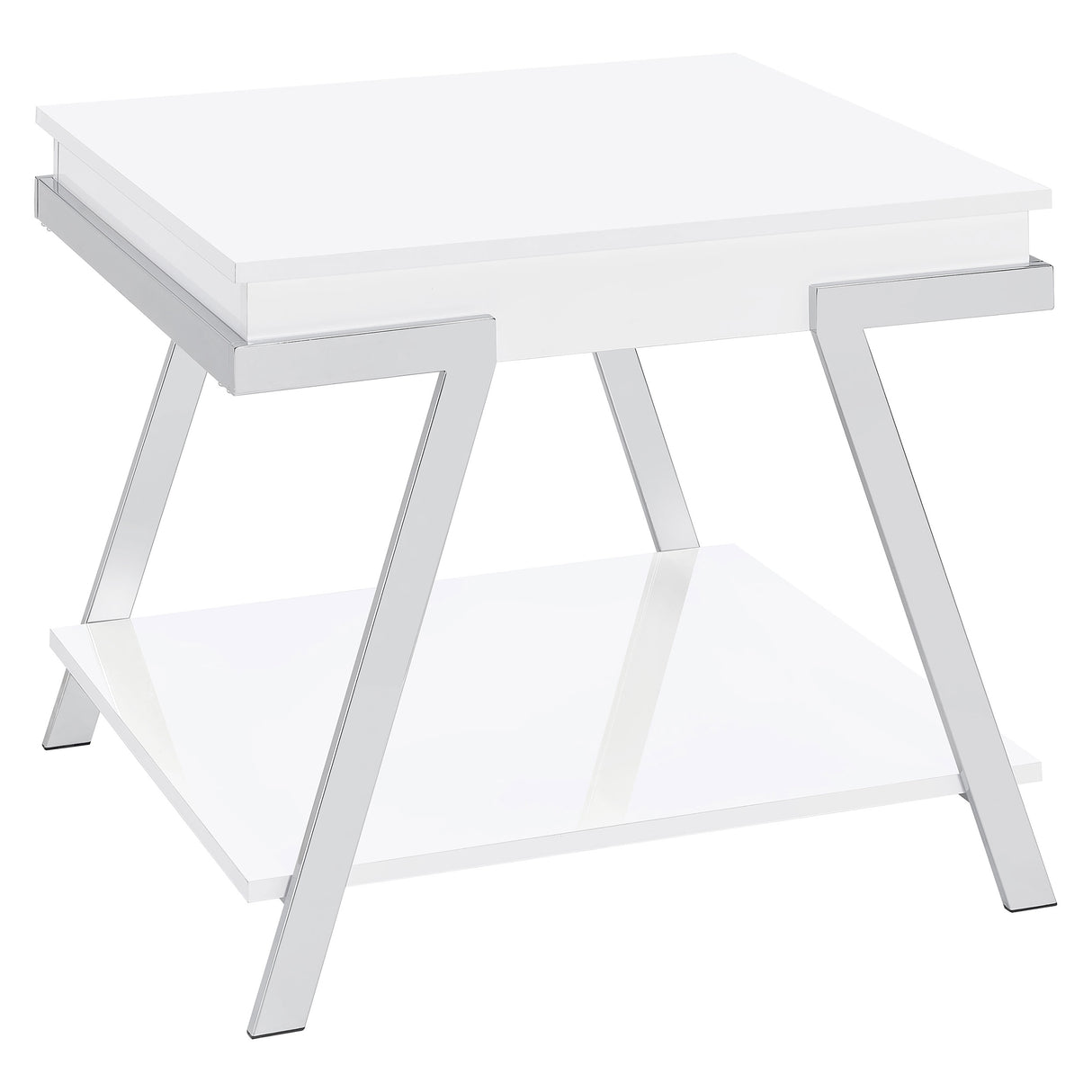 Furniture City Houma - Coaster - Marcia Rectangular Side End Table White High Gloss - 708157