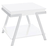 Furniture City Houma - Coaster - Marcia Rectangular Side End Table White High Gloss - 708157