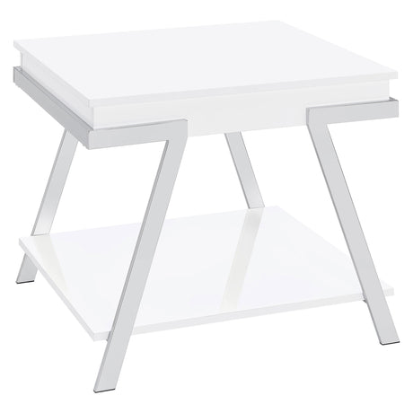 Furniture City Houma - Coaster - Marcia Rectangular Side End Table White High Gloss - 708157