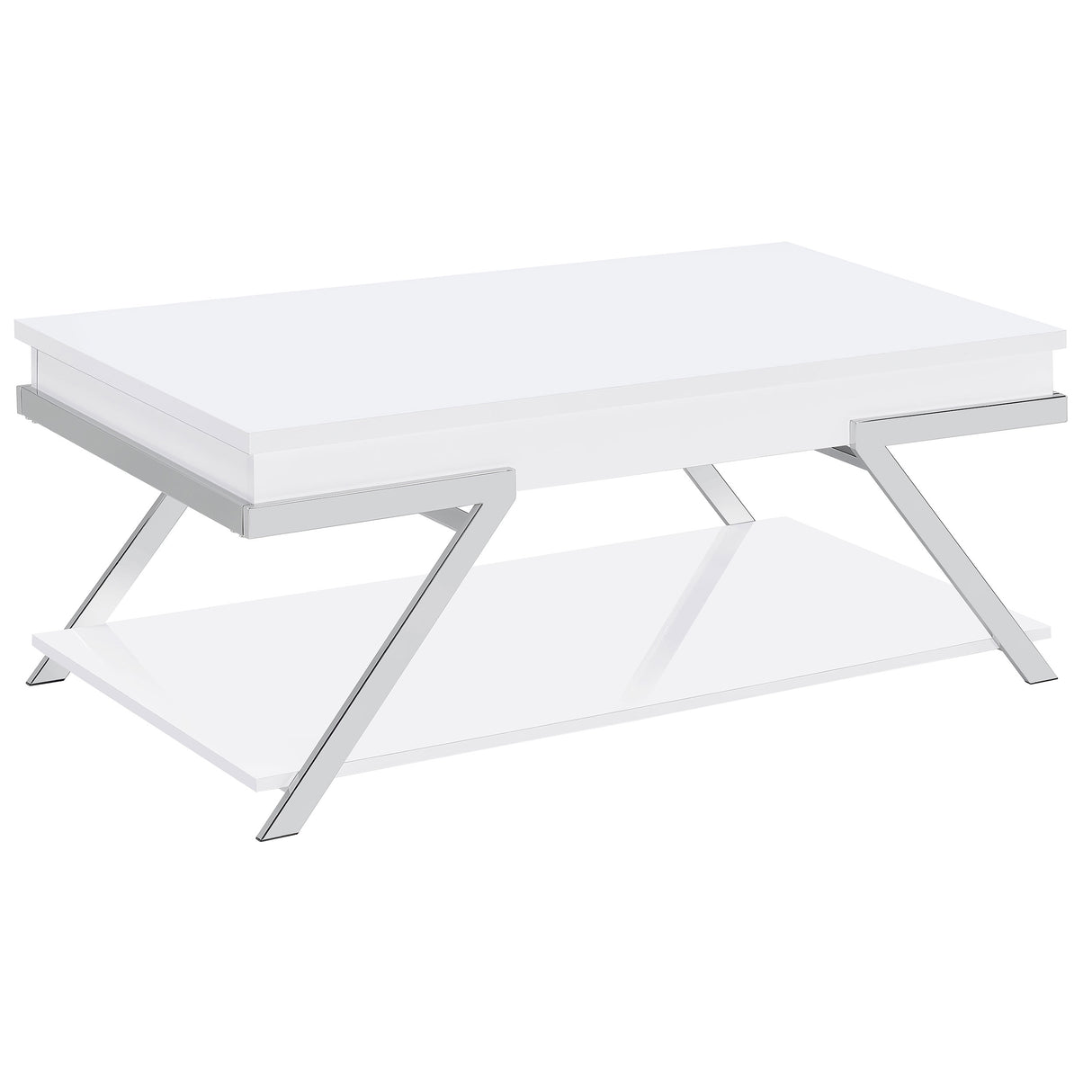 Furniture City Houma - Coaster - Marcia Rectangular Lift Top Coffee Table White High Gloss - 708158