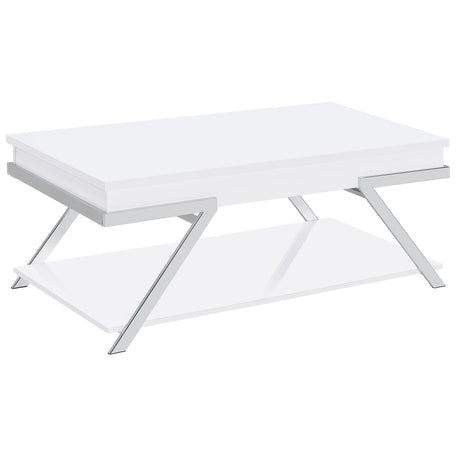 Furniture City Houma - Coaster - Marcia Rectangular Lift Top Coffee Table White High Gloss - 708158