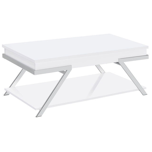 Furniture City Houma - Coaster - Marcia Rectangular Lift Top Coffee Table White High Gloss - 708158