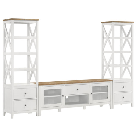 Furniture City Houma - Coaster - Hollis 3-piece 67-inch TV Stand Entertainment Center White - 708253-SET