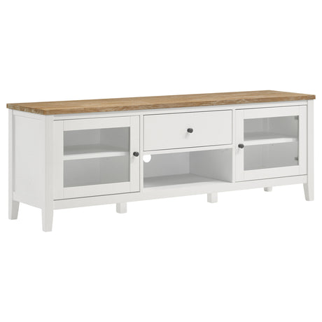 Furniture City Houma - Coaster - Hollis 2-door Wood 67-inch TV Stand with Drawer Brown and White - 708253