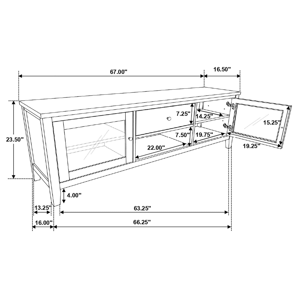 Hollis 2-door Wood 67-inch TV Stand with Drawer Brown and White