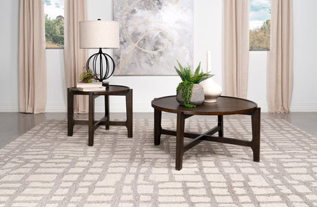 Furniture City Houma - Coaster - Cota 2-piece Solid Wood Coffee and End Table Set Dark Brown - 708288-S2