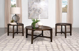 Furniture City Houma - Coaster - Cota 3-piece Solid Wood Coffee and End Table Set Dark Brown - 708288-S3